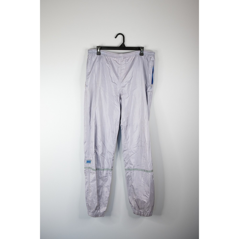 Vintage Y2K‎ Nike Track Pants Swishy Lined Windpants Nylon Silver Gray Mens M